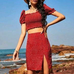 Polka Dot Crop Top & Skirt